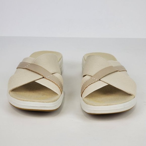 Easy Spirit Squint Beige Tan Fabric Leather Upper Slip On Sandal Size 6 1/2M - Picture 6 of 14